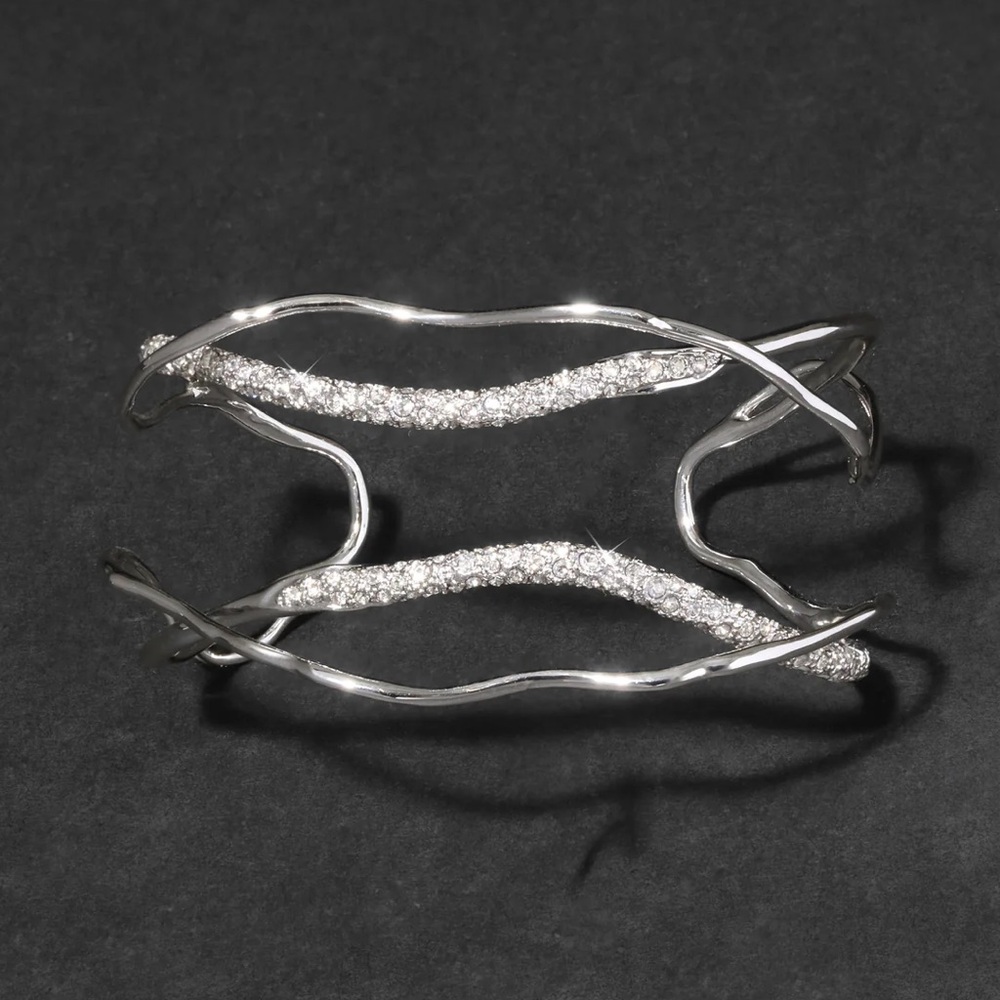 ALEXIS BITTAR • Solanales Silver Crystal Intertwined Cuff Bracelet
